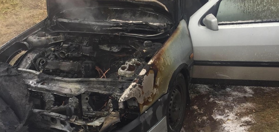 В Волковыске горел автомобиль