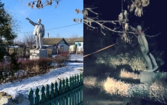 На Украине снесли последний памятник Ленину