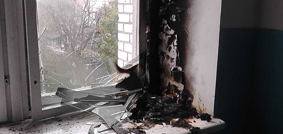 Пожар в подъезде дома по улице Боричевского в Волковыске
